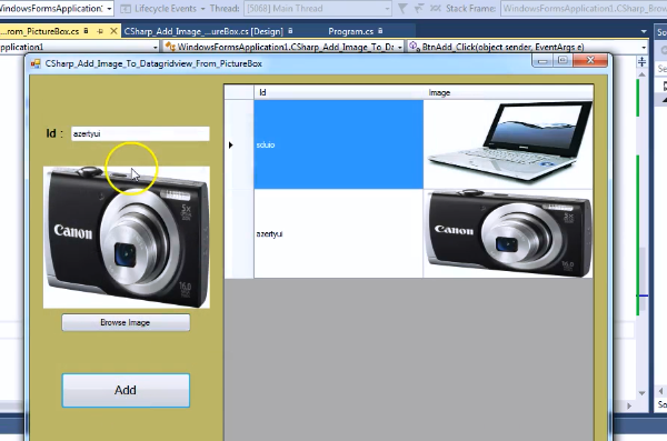فیلم آموزش آموزش افزودن عکس به DataGridView از PictureBox در سی شارپ #C